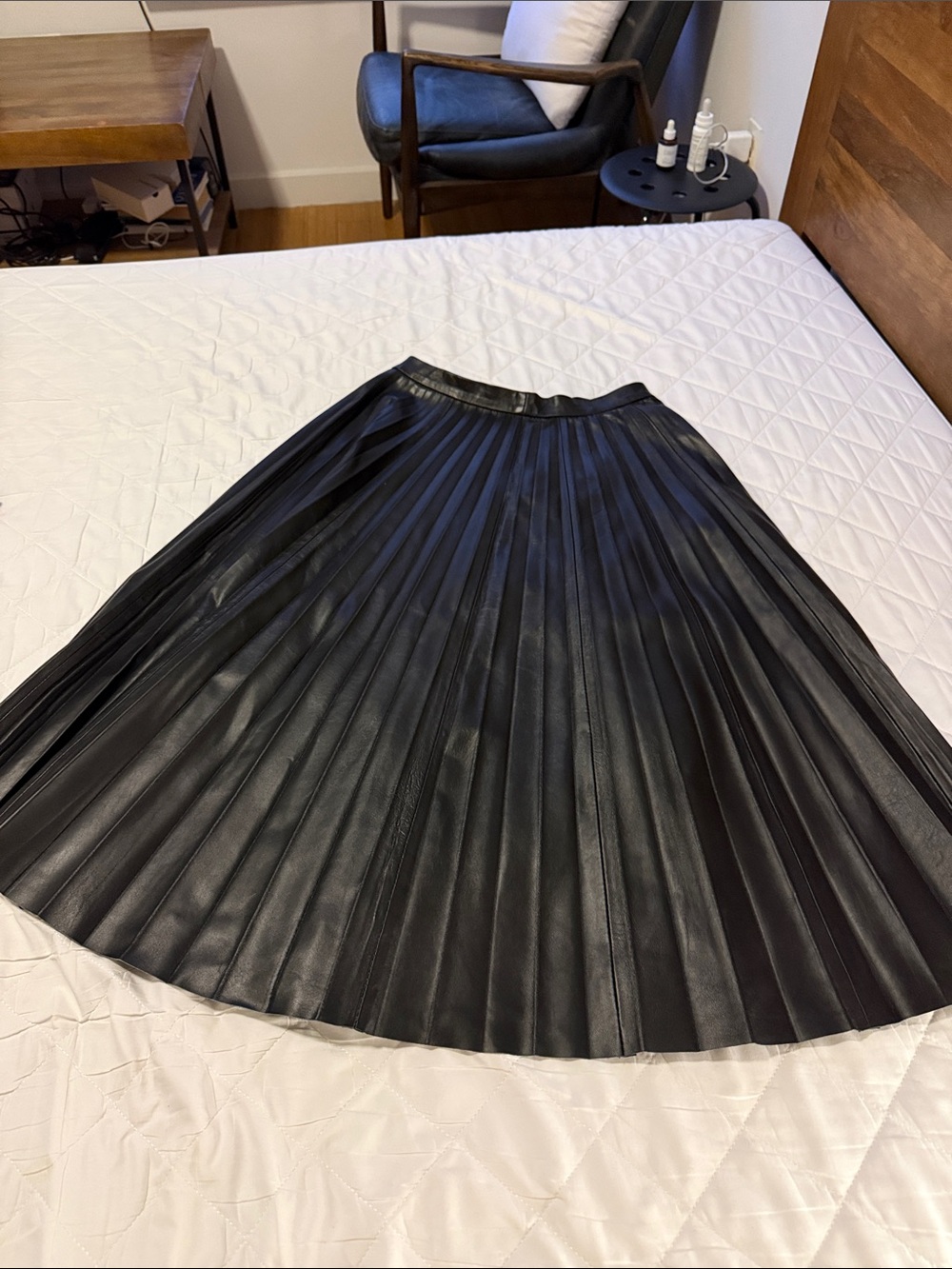 Yoox Black Pleated Midi A Skirt